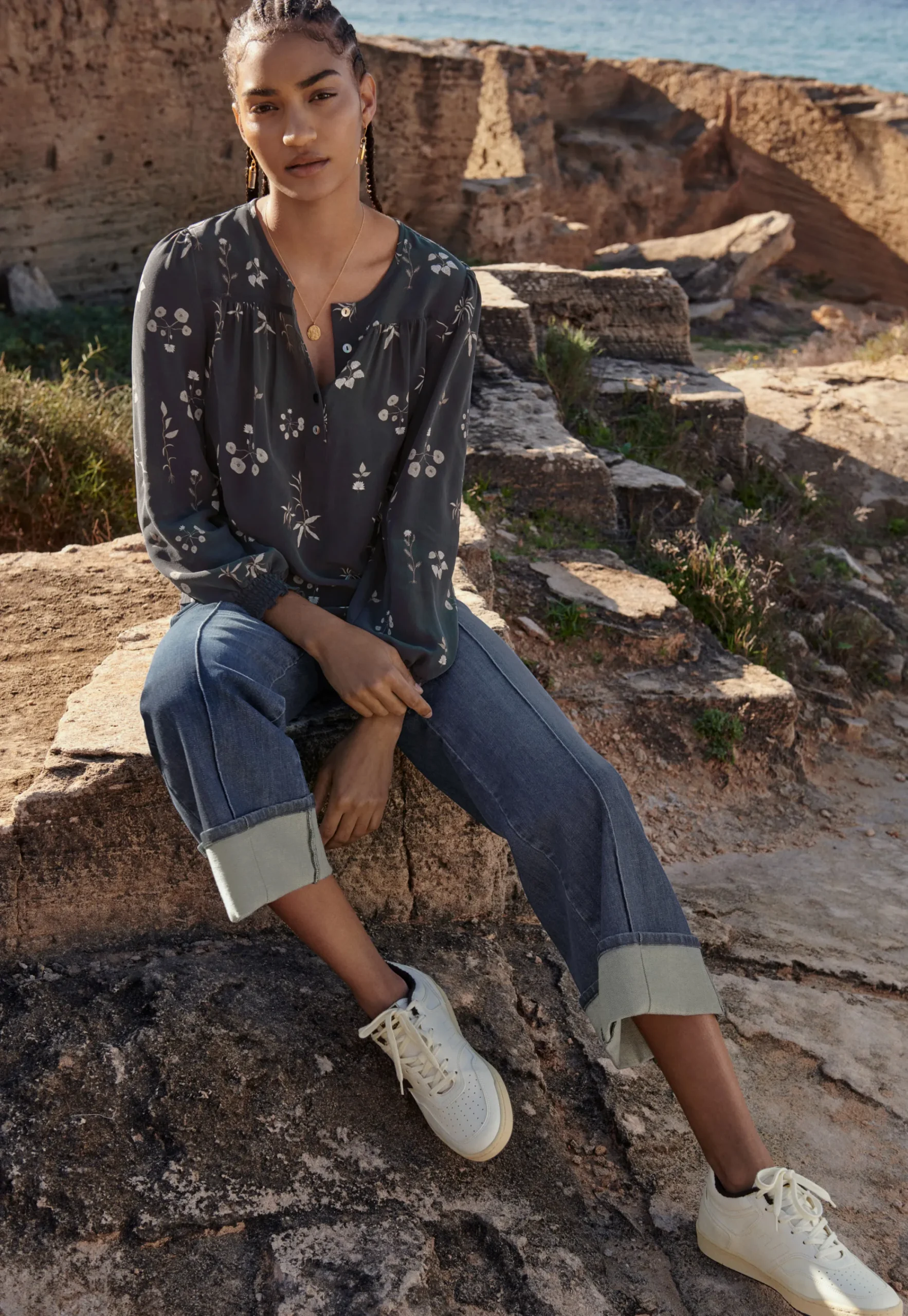 Half-Placket Printed Blouse*Wrap London Clearance