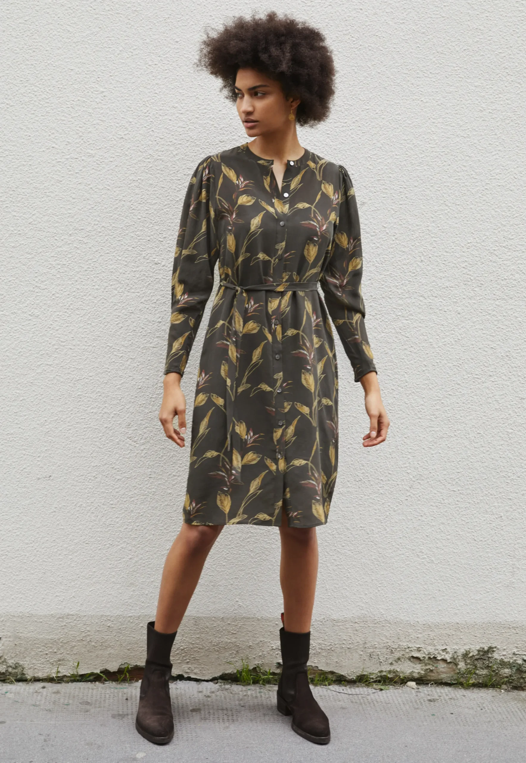 Leaf-Print Dress*Wrap London Store