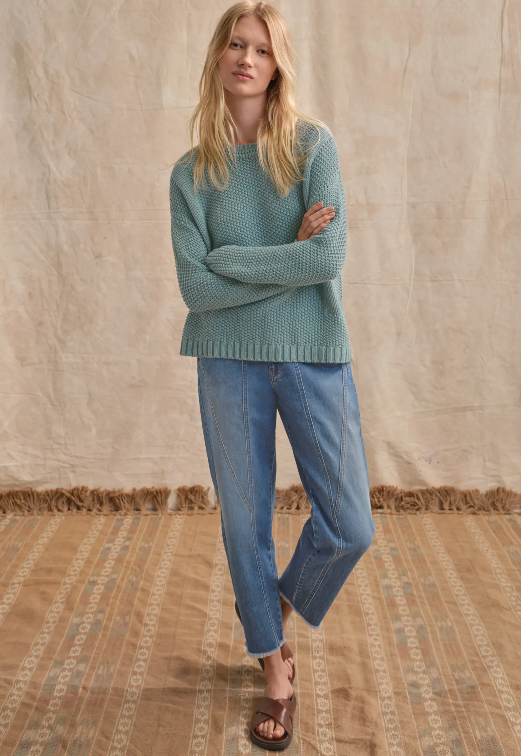 Moss-Stitch Sweater*Wrap London Discount