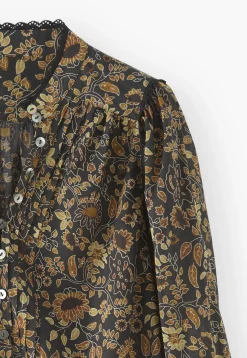 Printed Pleat-Detail Blouse*Wrap London Shop
