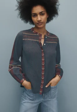 Striped Embroidered Blouse*Wrap London Best Sale