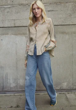 Striped Embroidered Blouse*Wrap London Cheap