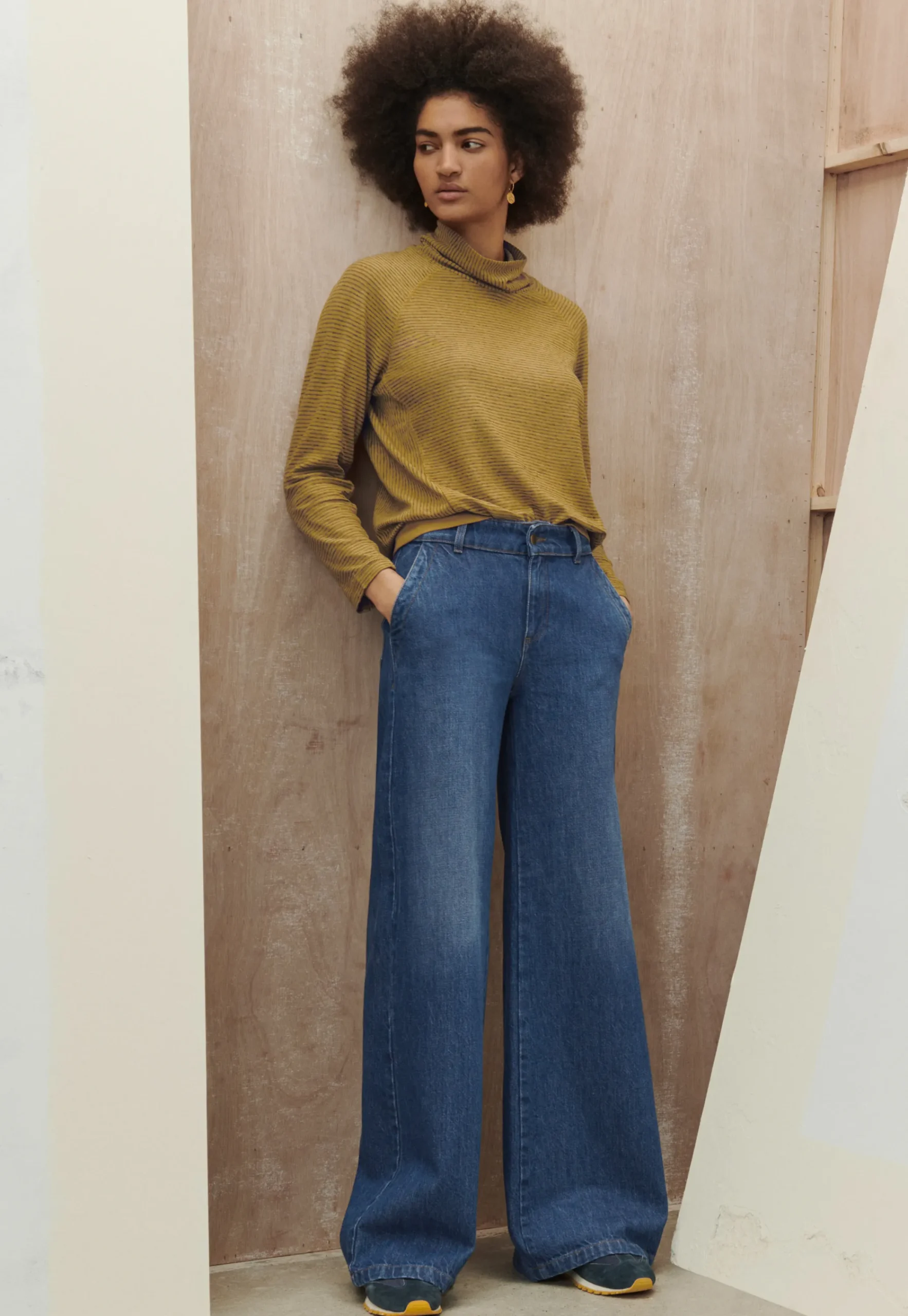 Striped Funnel-Neck Top*Wrap London Store