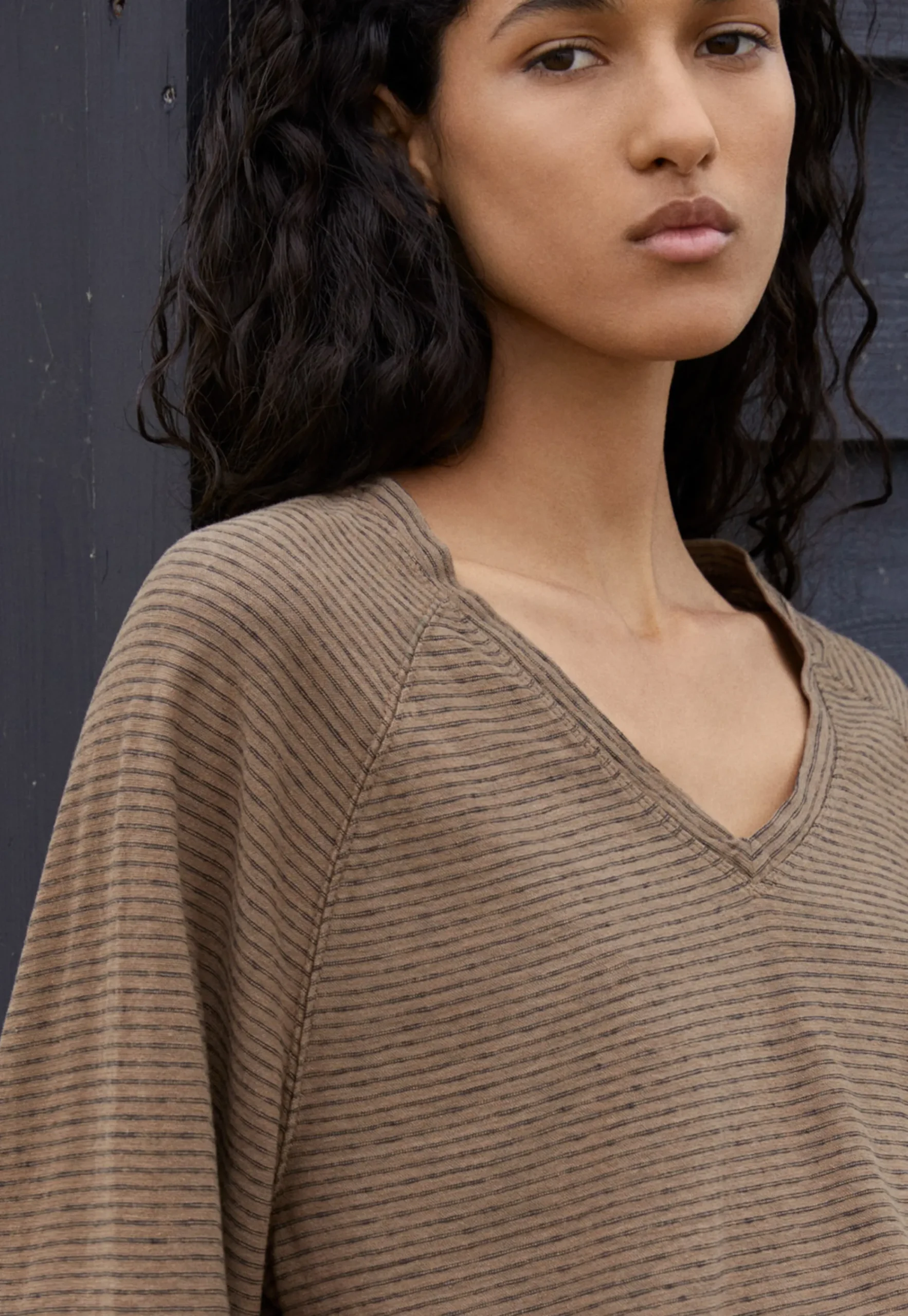 Striped V-Neck Top*Wrap London Cheap